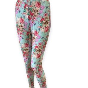Floral Skull Print Leggings